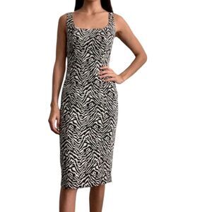 Banana Republic NWT Brocade Fitted Animal Print   Sheath Dress  Zebra XS…